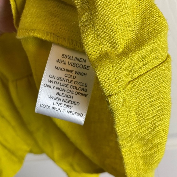 Calligraphie Yellow Sleeveless Ruffle Top linen blend size small - Picture 5 of 8